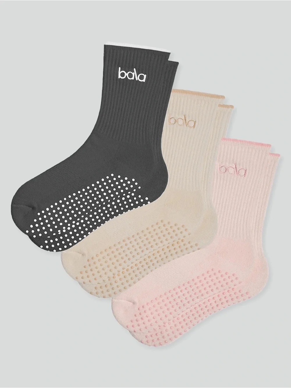 NWT Bala The High Sock in Sand Size Large - Pilates, Barre, Yoga Grip Socks